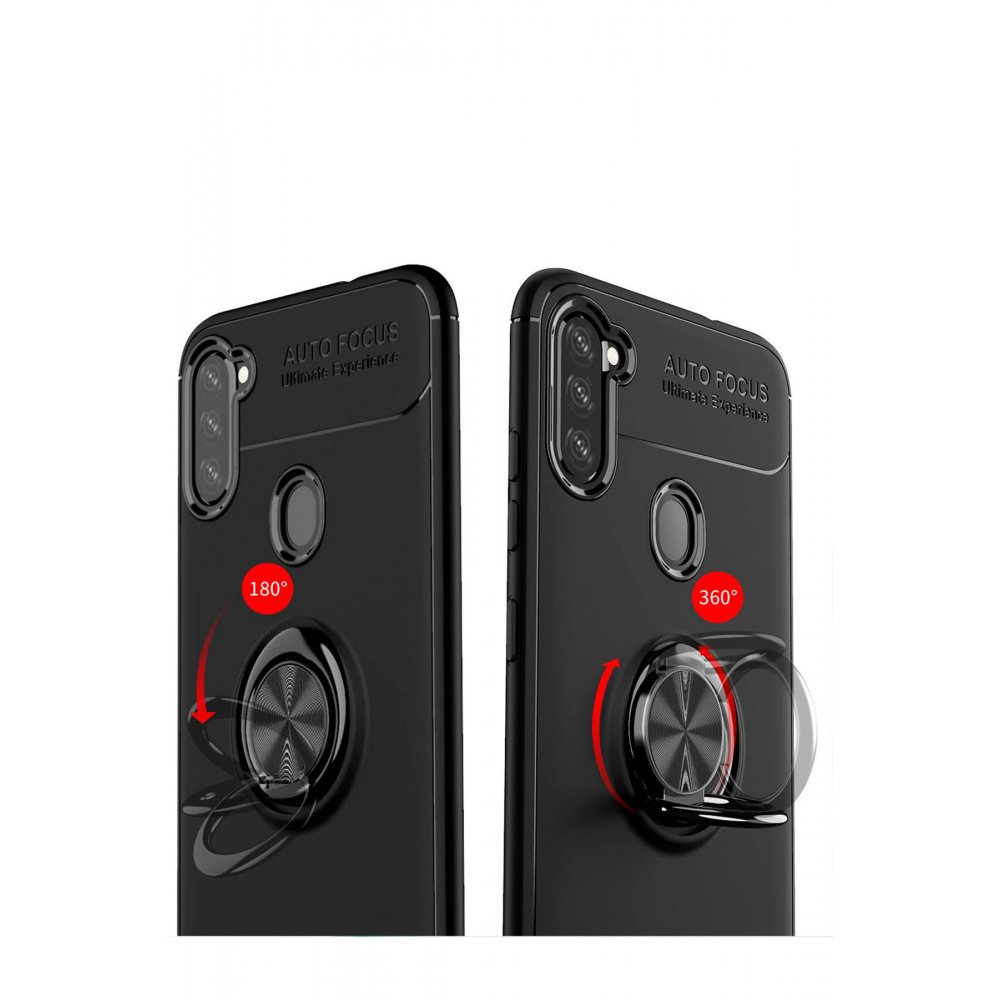 Newface Samsung Galaxy M11 Kılıf Range Yüzüklü Silikon - Siyah-Gold