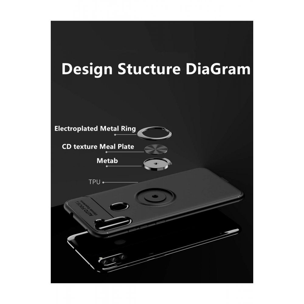 Newface Samsung Galaxy M11 Kılıf Range Yüzüklü Silikon - Siyah-Kırmızı