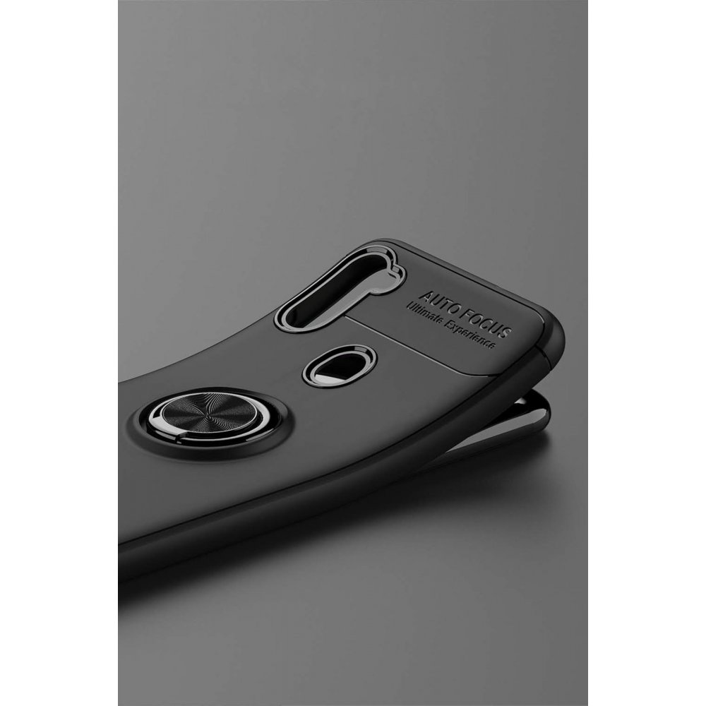 Newface Samsung Galaxy M11 Kılıf Range Yüzüklü Silikon - Siyah-Mavi