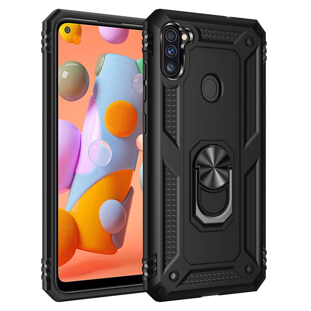 Newface Samsung Galaxy M11 Kılıf Sofya Yüzüklü Silikon Kapak - Siyah
