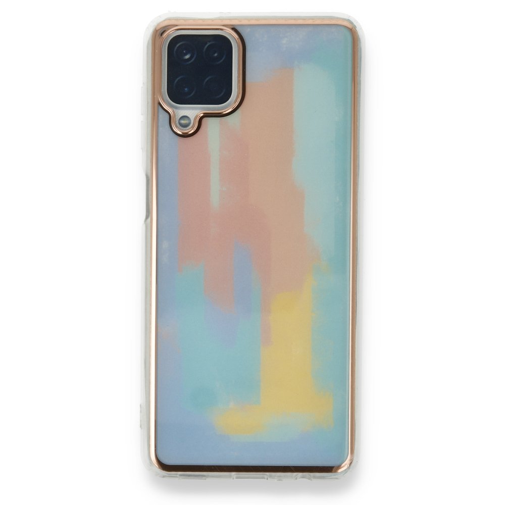 Newface Samsung Galaxy M12 Kılıf Çiçekli Silikon - Mavi