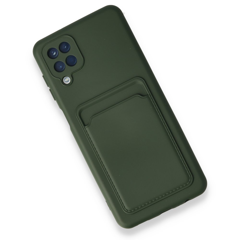 Newface Samsung Galaxy M12 Kılıf Kelvin Kartvizitli Silikon - Koyu Yeşil