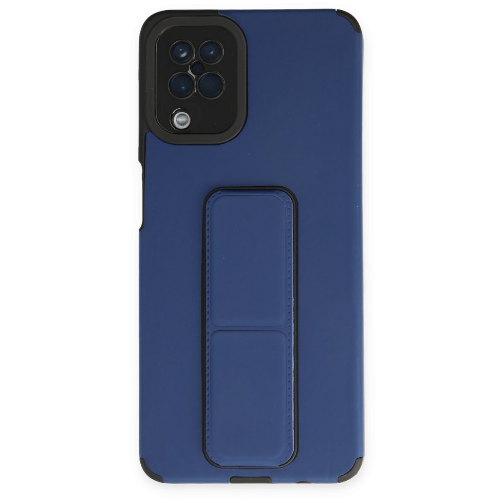 Newface Samsung Galaxy M12 Kılıf Mega Standlı Silikon - Mavi