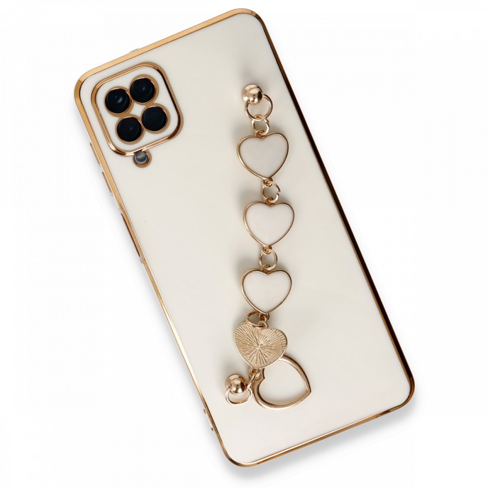 Newface Samsung Galaxy M22 Kılıf Esila Silikon - Beyaz