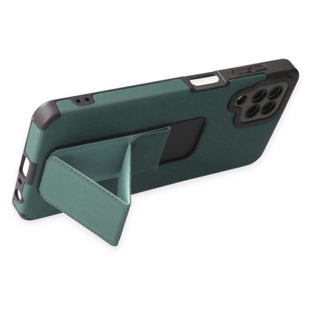Newface Samsung Galaxy M22 Kılıf Mega Standlı Silikon - Yeşil
