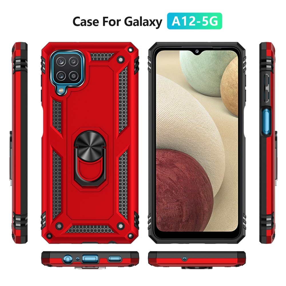 Newface Samsung Galaxy M22 Kılıf Sofya Yüzüklü Silikon Kapak - Kırmızı