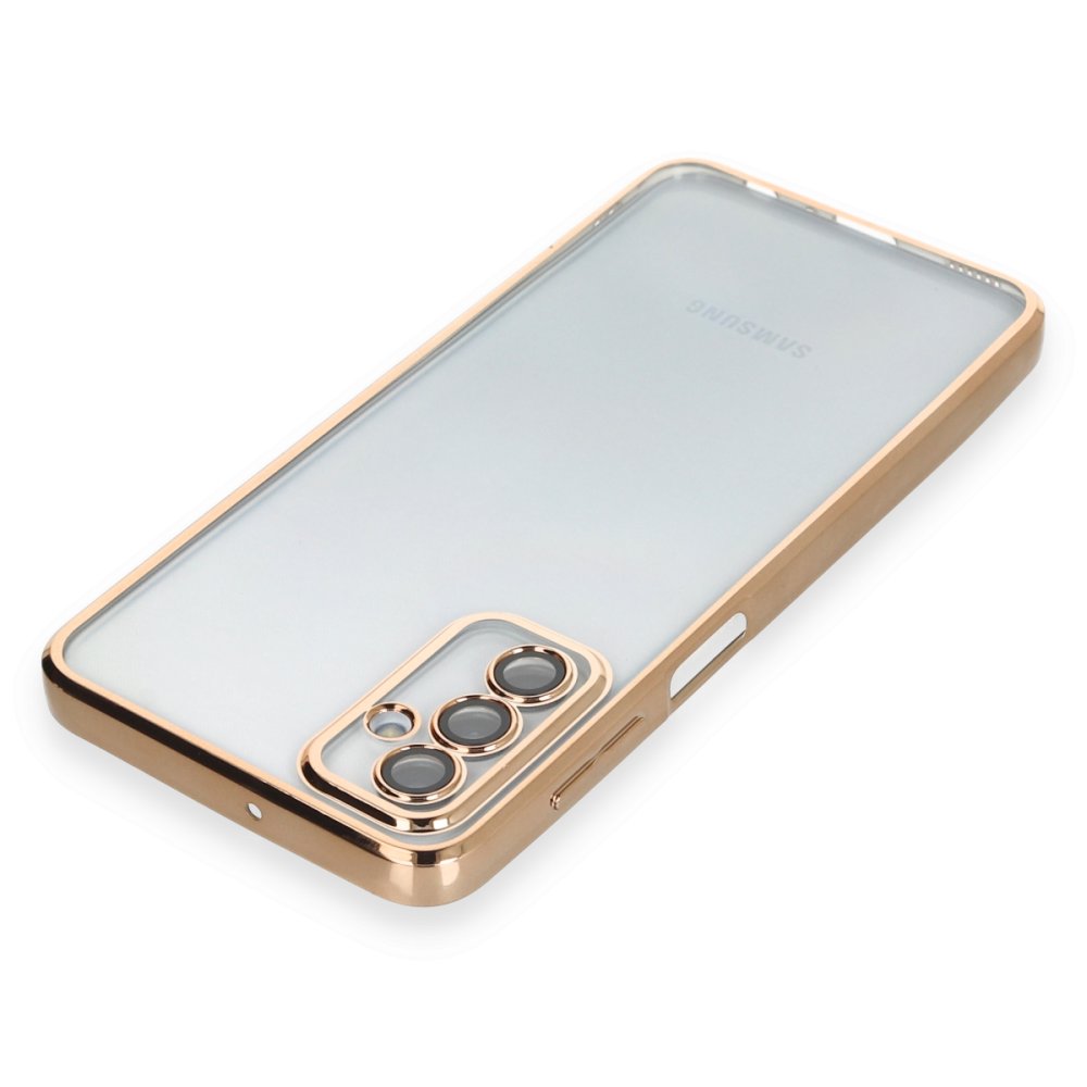 Newface Samsung Galaxy M23 Kılıf Razer Lensli Silikon - Gold