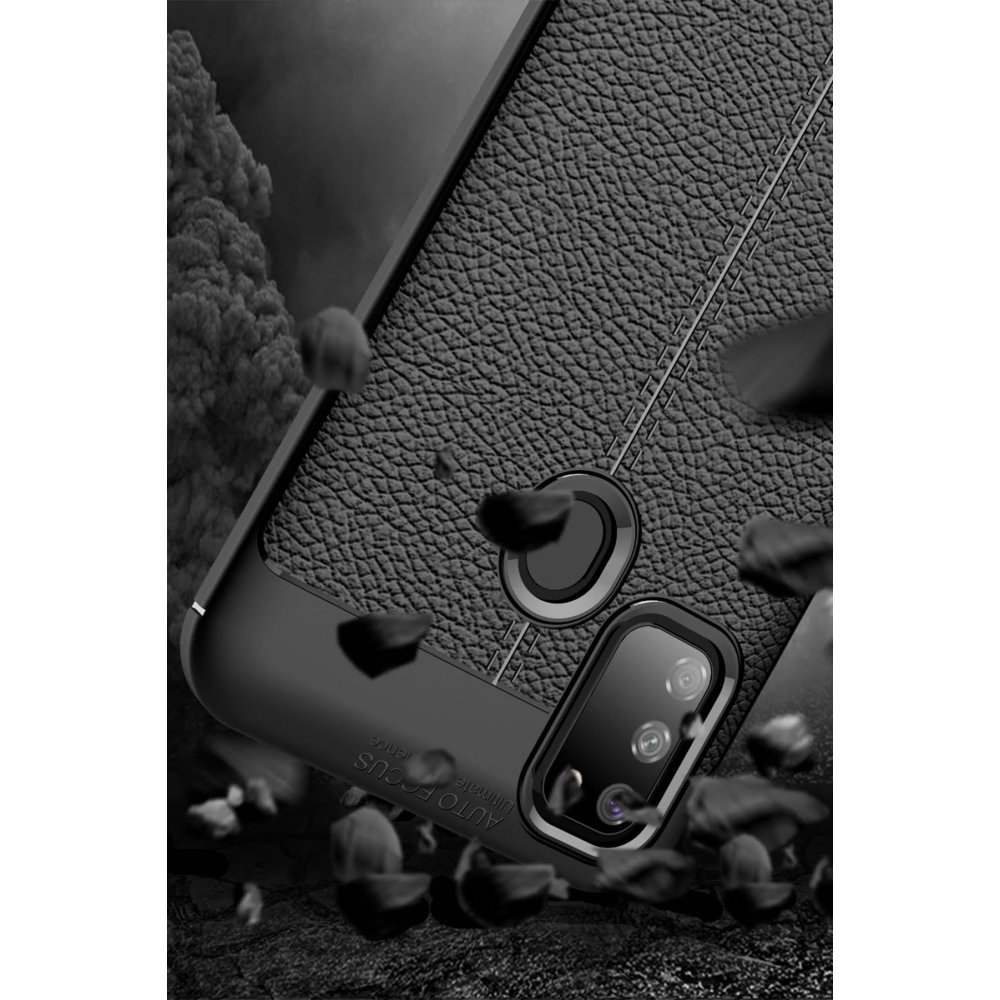 Newface Samsung Galaxy M30S Kılıf Focus Derili Silikon - Siyah