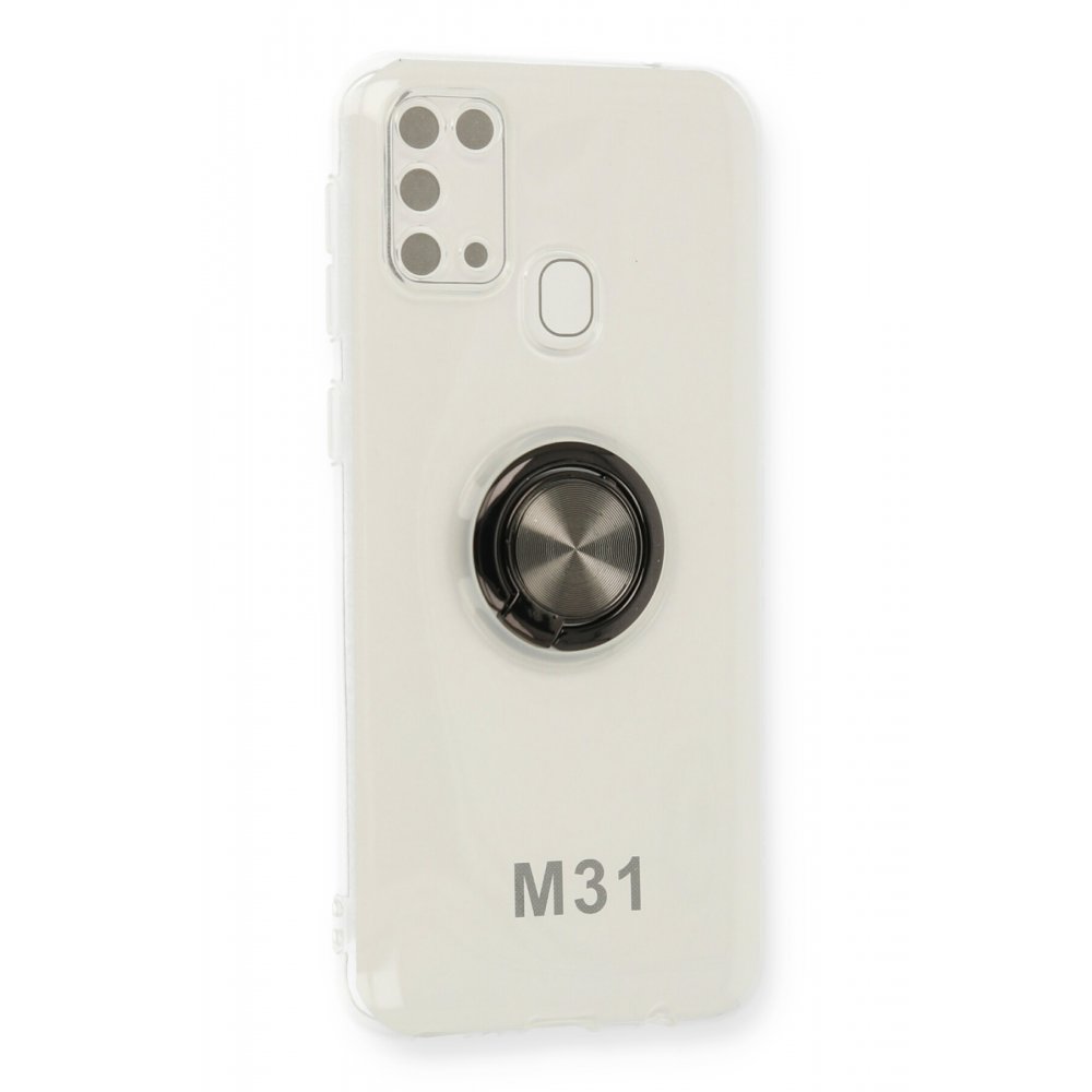 Newface Samsung Galaxy M31 Kılıf Gros Yüzüklü Silikon - Siyah