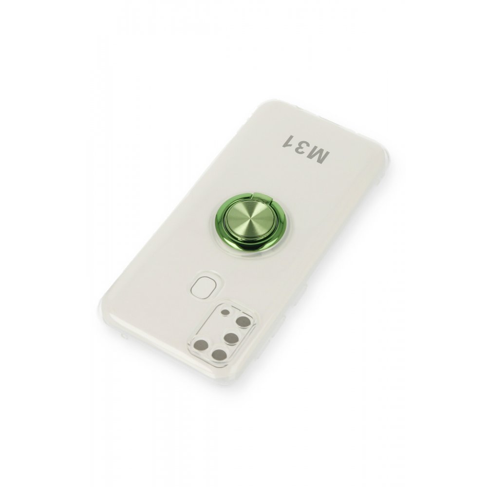 Newface Samsung Galaxy M31 Kılıf Gros Yüzüklü Silikon - Yeşil