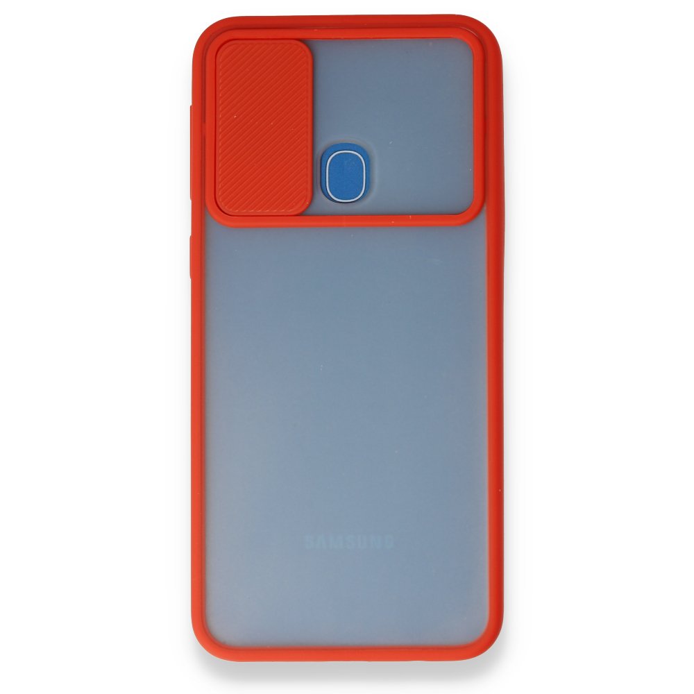 Newface Samsung Galaxy M31 Kılıf Palm Buzlu Kamera Sürgülü Silikon - Kırmızı