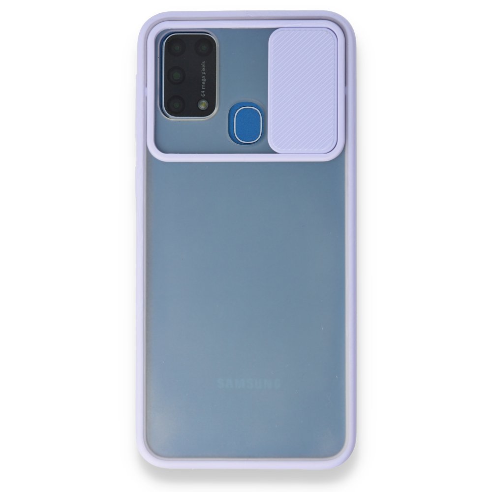Newface Samsung Galaxy M31 Kılıf Palm Buzlu Kamera Sürgülü Silikon - Lila