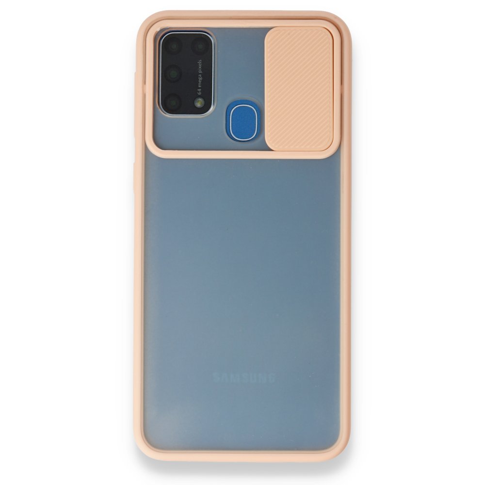 Newface Samsung Galaxy M31 Kılıf Palm Buzlu Kamera Sürgülü Silikon - Pembe