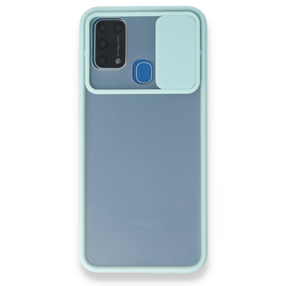 Newface Samsung Galaxy M31 Kılıf Palm Buzlu Kamera Sürgülü Silikon - Turkuaz