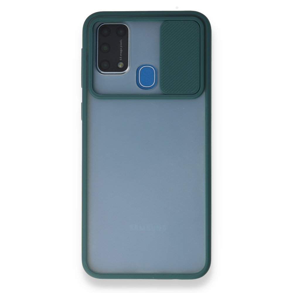 Newface Samsung Galaxy M31 Kılıf Palm Buzlu Kamera Sürgülü Silikon - Yeşil