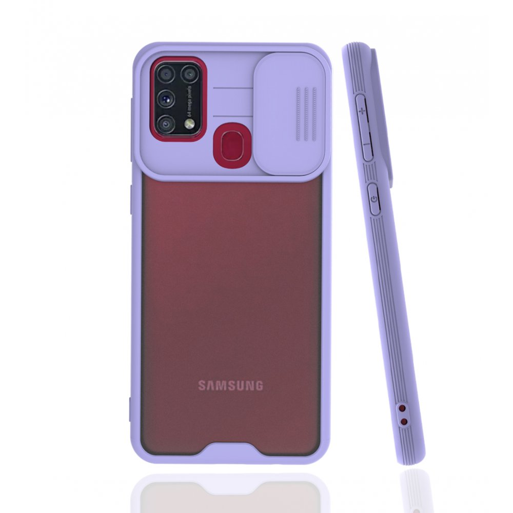 Newface Samsung Galaxy M31 Kılıf Platin Kamera Koruma Silikon - Lila