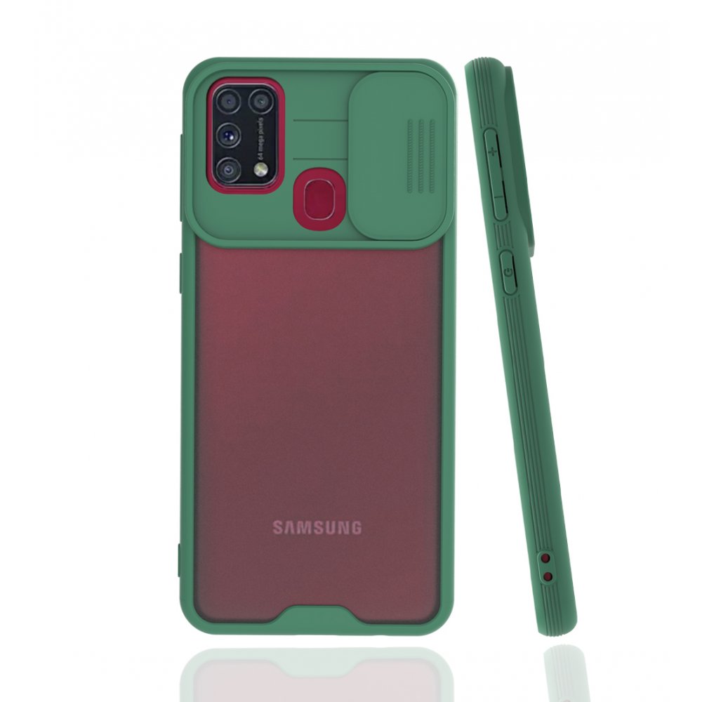 Newface Samsung Galaxy M31 Kılıf Platin Kamera Koruma Silikon - Yeşil