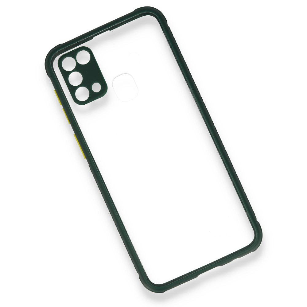 Newface Samsung Galaxy M31 Kılıf Miami Şeffaf Silikon - Koyu Yeşil