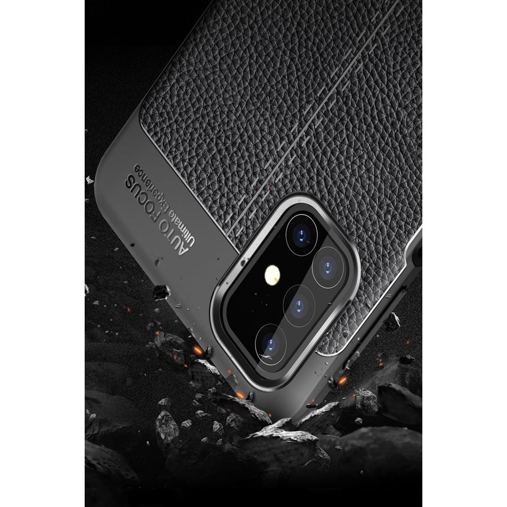 Newface Samsung Galaxy M31S Kılıf Focus Derili Silikon - Lacivert
