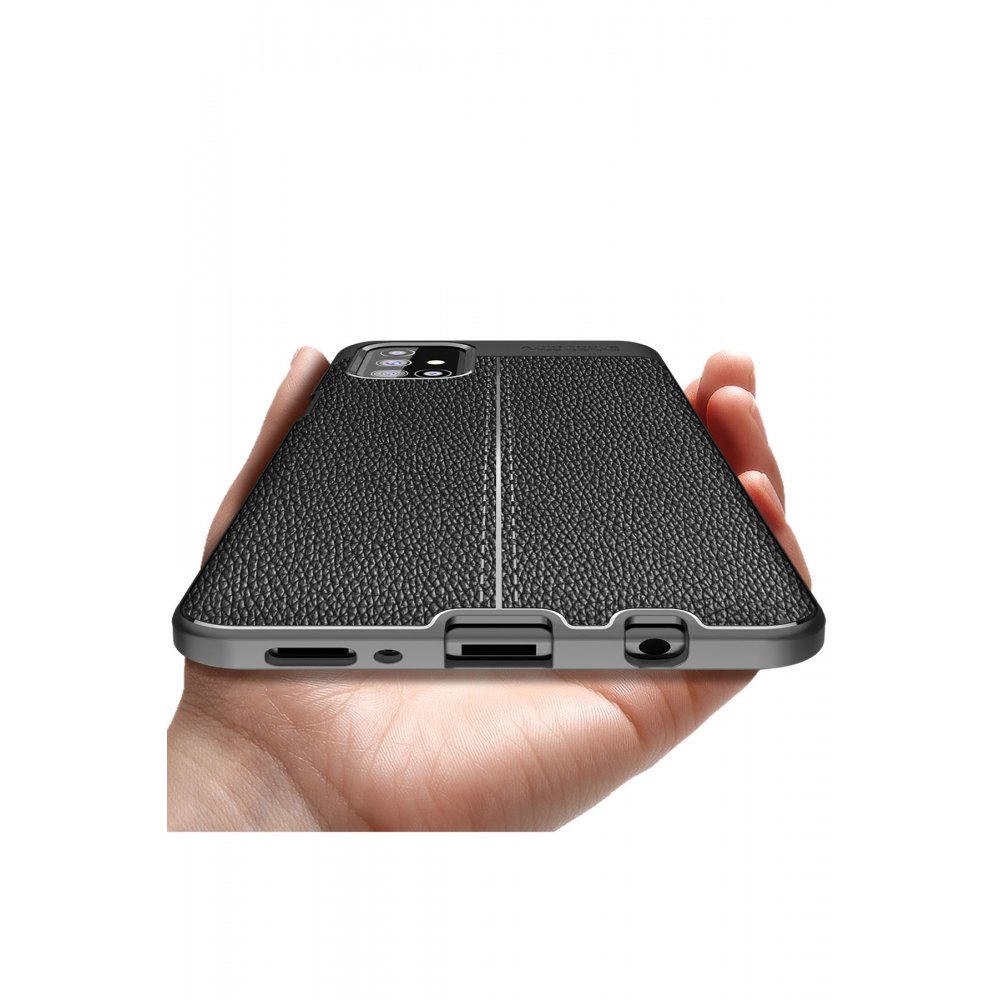 Newface Samsung Galaxy M31S Kılıf Focus Derili Silikon - Siyah