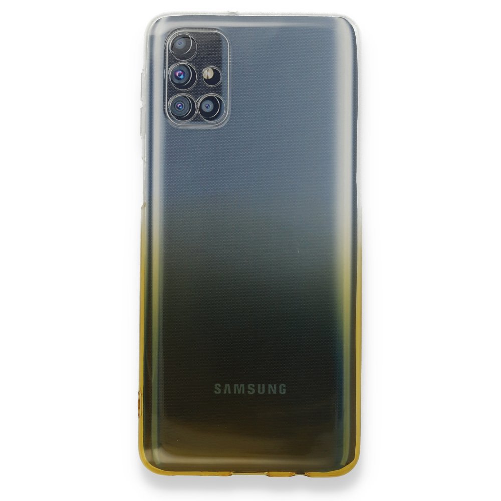 Newface Samsung Galaxy M31S Kılıf Lüx Çift Renkli Silikon - Sarı