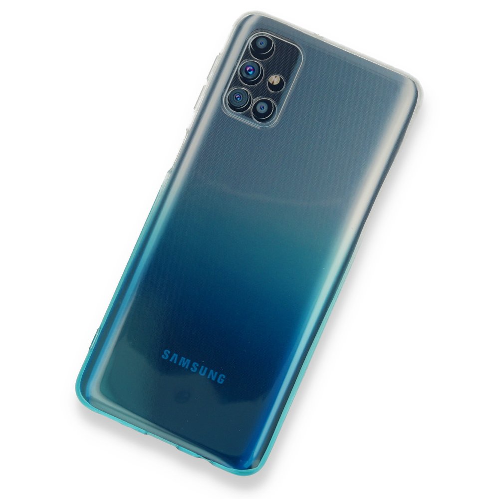 Newface Samsung Galaxy M31S Kılıf Lüx Çift Renkli Silikon - Turkuaz