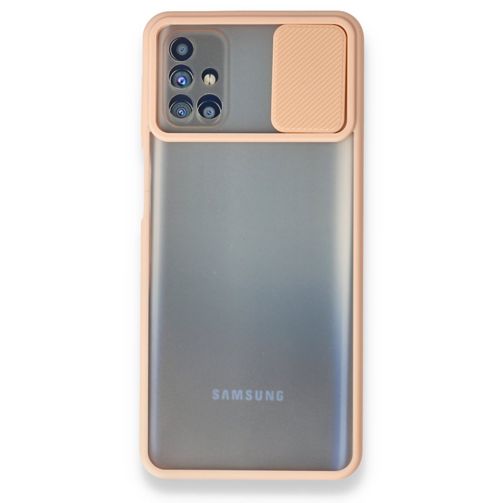 Newface Samsung Galaxy M31S Kılıf Palm Buzlu Kamera Sürgülü Silikon - Pembe