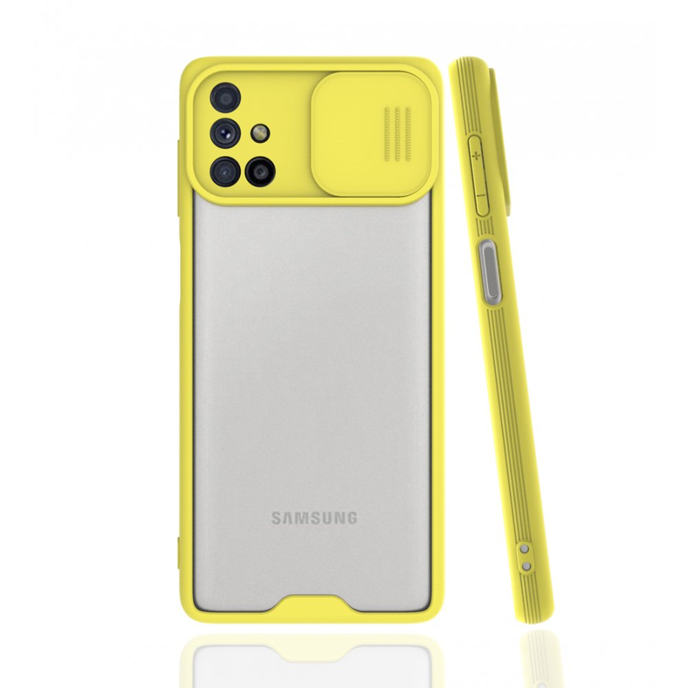 Newface Samsung Galaxy M31S Kılıf Platin Kamera Koruma Silikon - Sarı