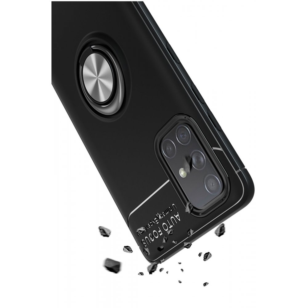 Newface Samsung Galaxy M31S Kılıf Range Yüzüklü Silikon - Siyah