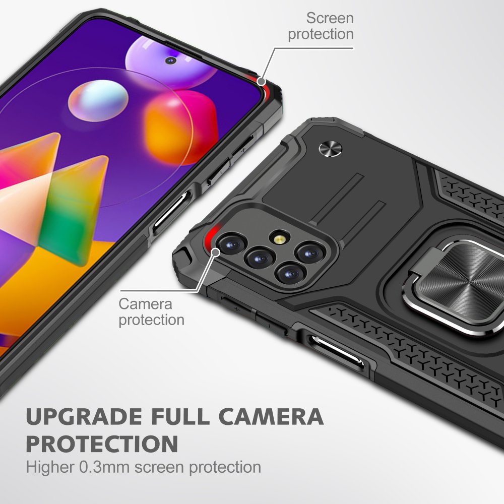 Newface Samsung Galaxy M31S Kılıf Zegna Yüzüklü Silikon Kapak - Siyah