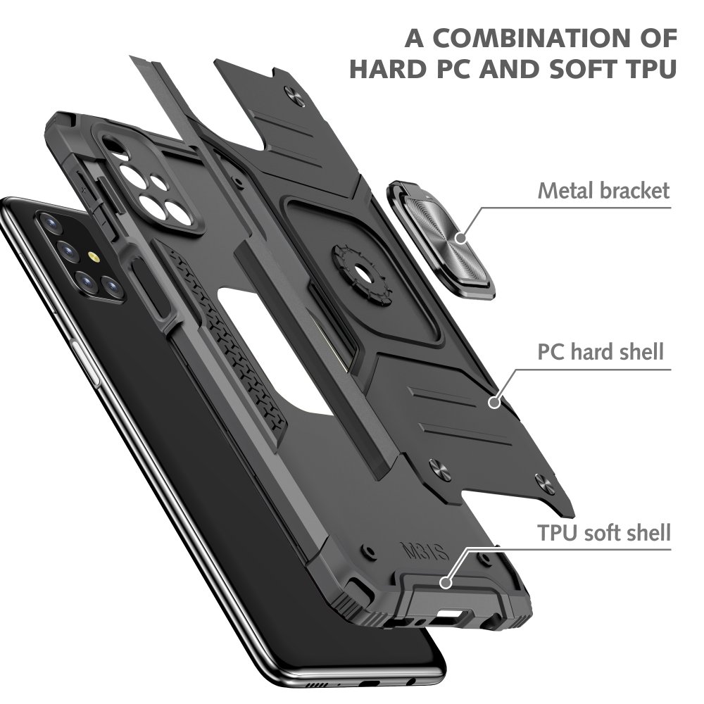 Newface Samsung Galaxy M31S Kılıf Zegna Yüzüklü Silikon Kapak - Siyah