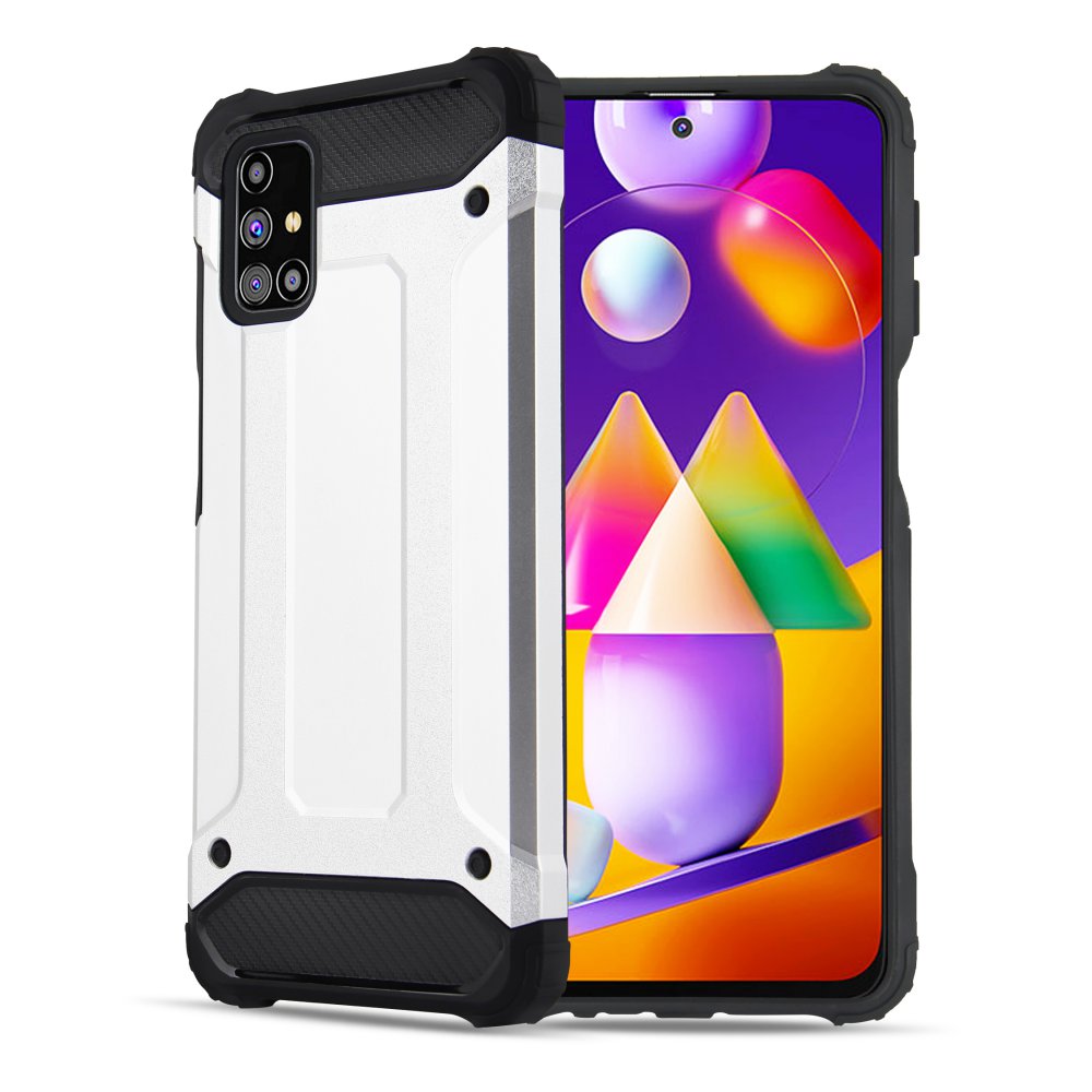 Newface Samsung Galaxy M31S Kılıf Tank Silikon Kapak - Gümüş