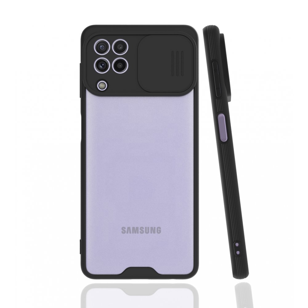 Newface Samsung Galaxy M32 Kılıf Platin Kamera Koruma Silikon - Siyah