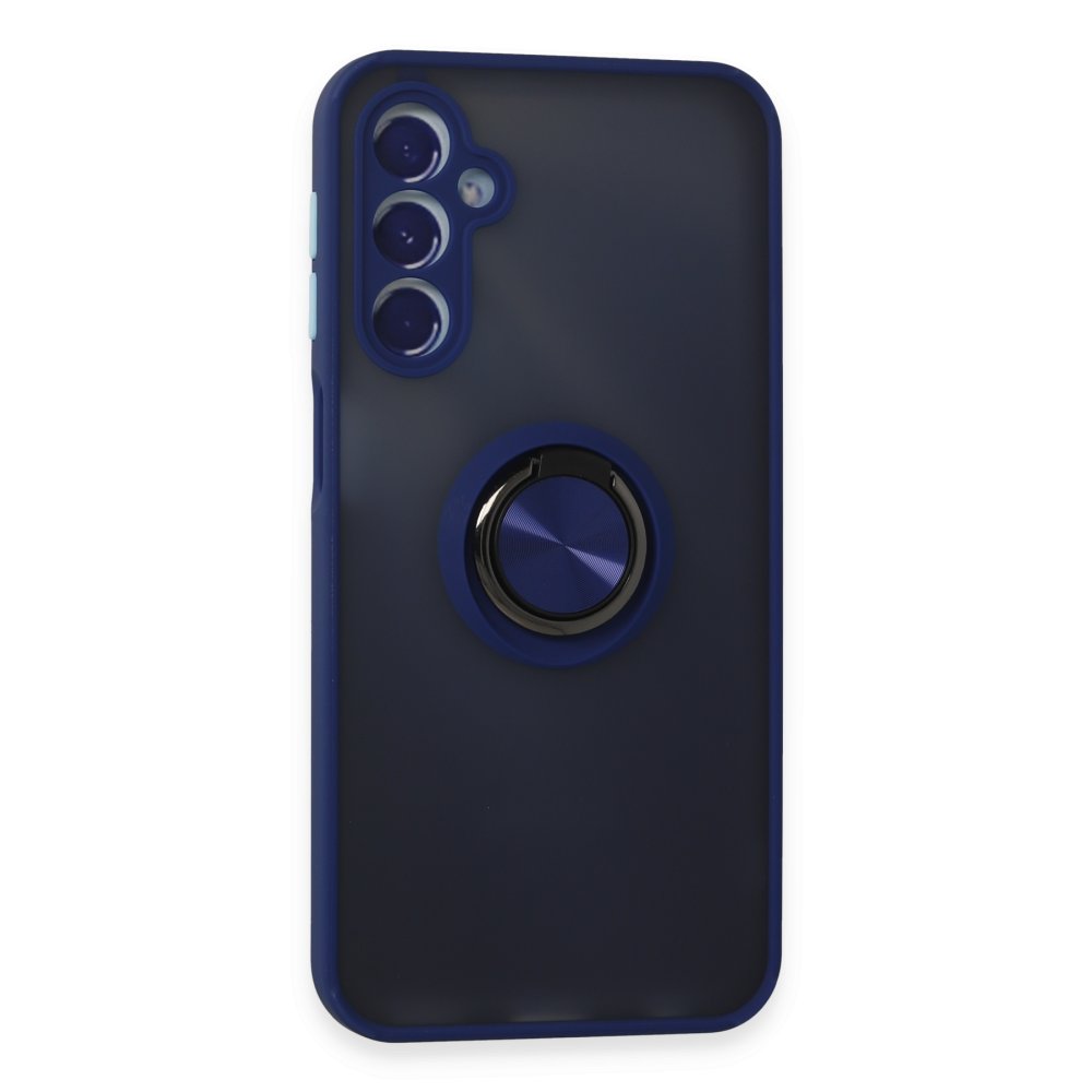 Newface Samsung Galaxy M34 5G Kılıf Montreal Yüzüklü Silikon Kapak - Lacivert