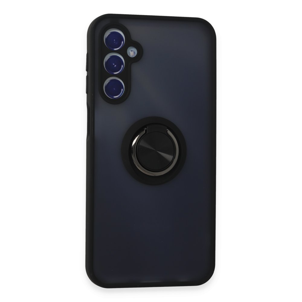 Newface Samsung Galaxy M34 5G Kılıf Montreal Yüzüklü Silikon Kapak - Siyah