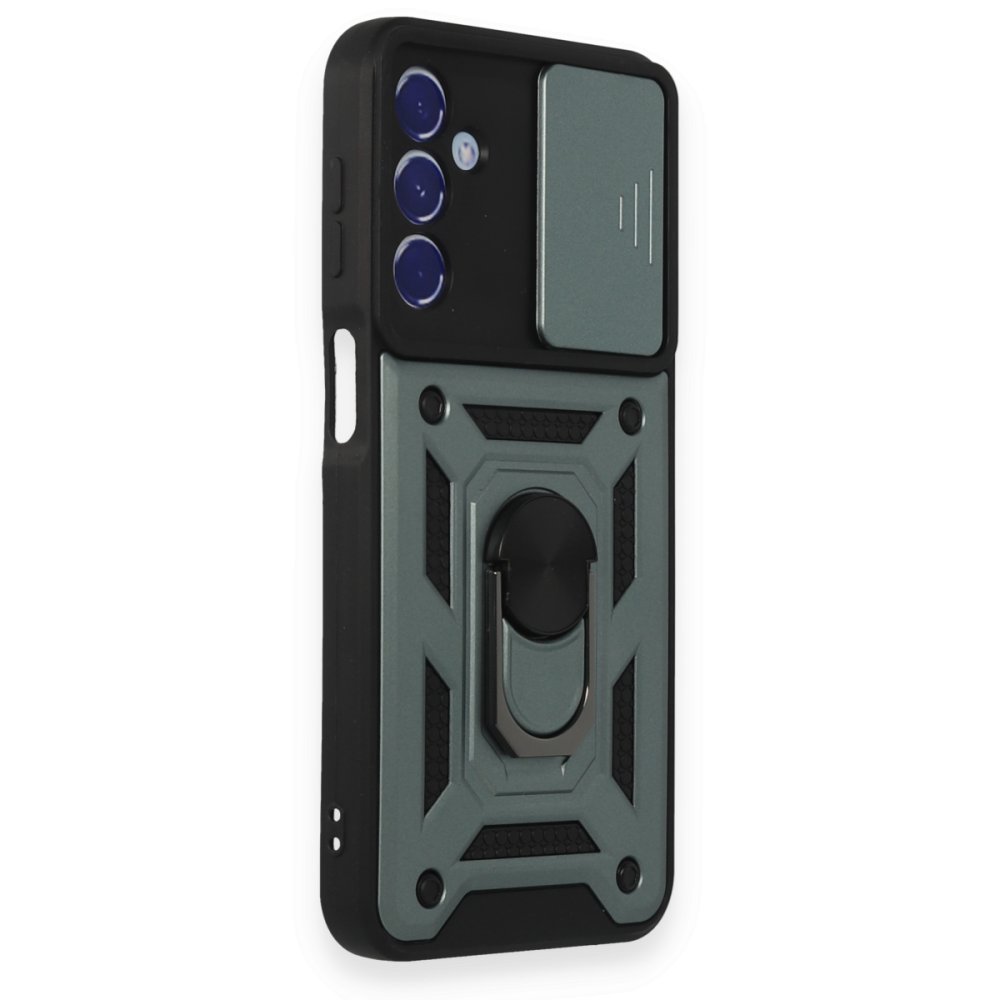 Newface Samsung Galaxy M34 5G Kılıf Pars Lens Yüzüklü Silikon - Yeşil