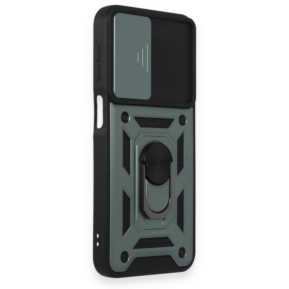 Newface Samsung Galaxy M34 5G Kılıf Pars Lens Yüzüklü Silikon - Yeşil