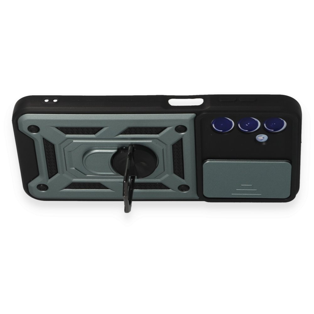 Newface Samsung Galaxy M34 5G Kılıf Pars Lens Yüzüklü Silikon - Yeşil