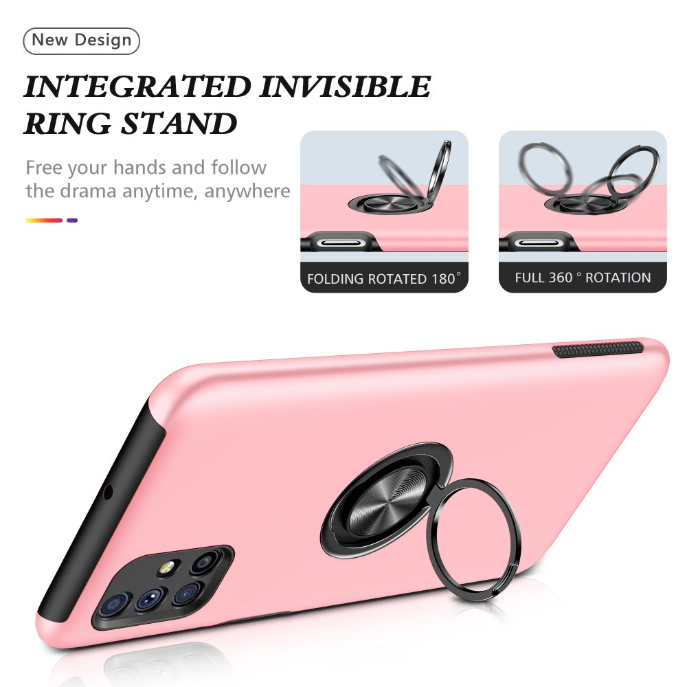 Newface Samsung Galaxy M51 Kılıf Elit Yüzüklü Kapak - Pembe