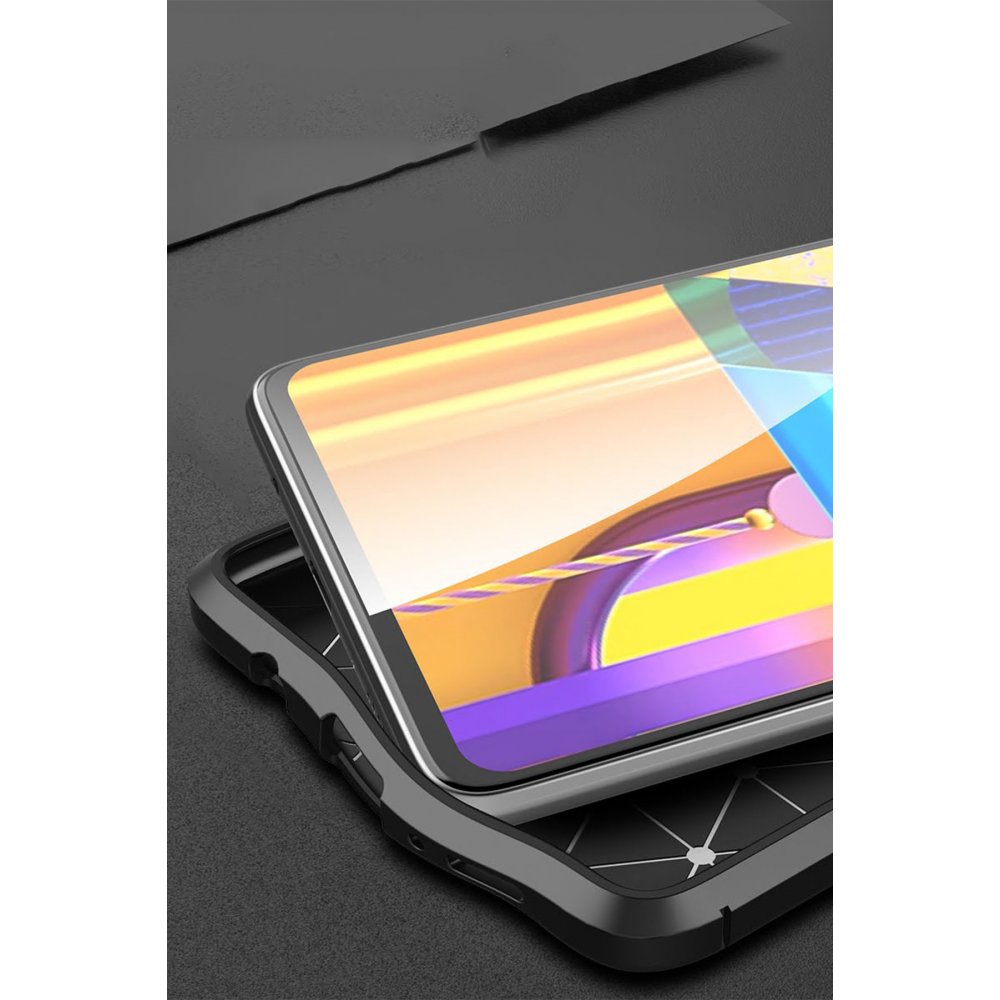 Newface Samsung Galaxy M51 Kılıf Focus Derili Silikon - Siyah