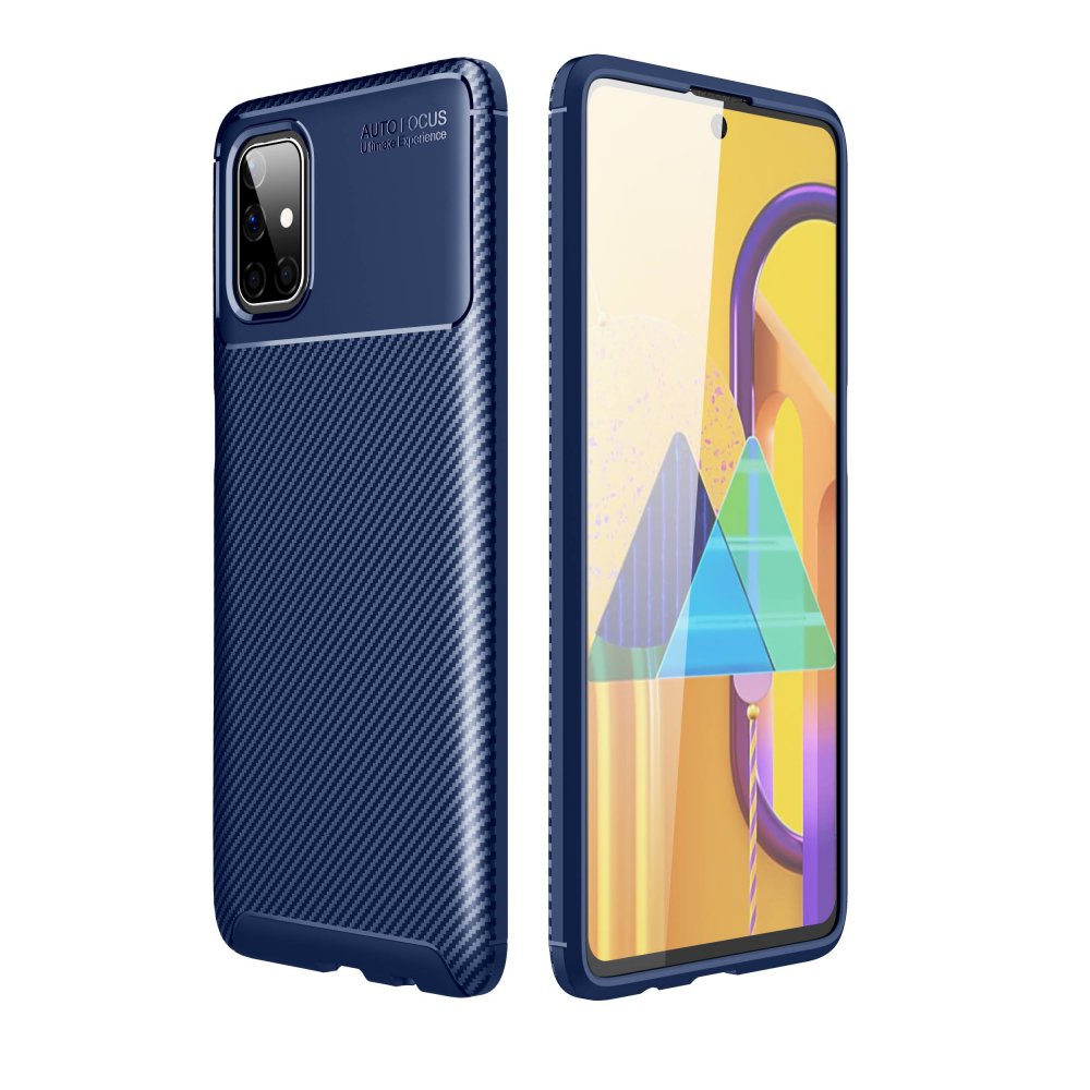 Newface Samsung Galaxy M51 Kılıf Focus Karbon Silikon - Lacivert