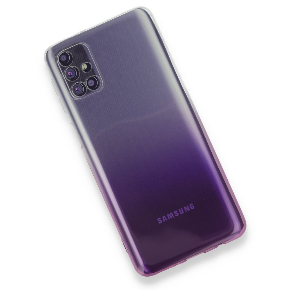 Newface Samsung Galaxy M51 Kılıf Lüx Çift Renkli Silikon - Mor