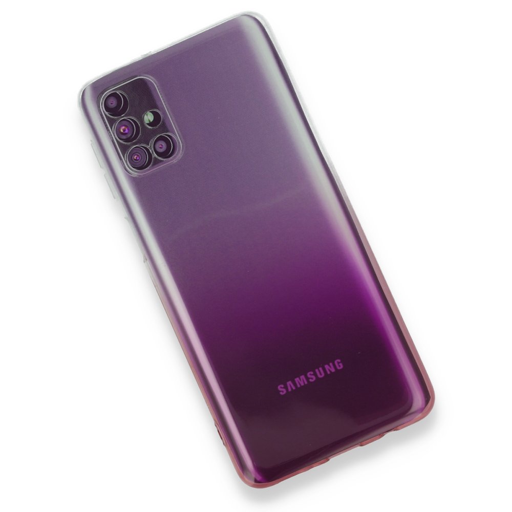 Newface Samsung Galaxy M51 Kılıf Lüx Çift Renkli Silikon - Pembe
