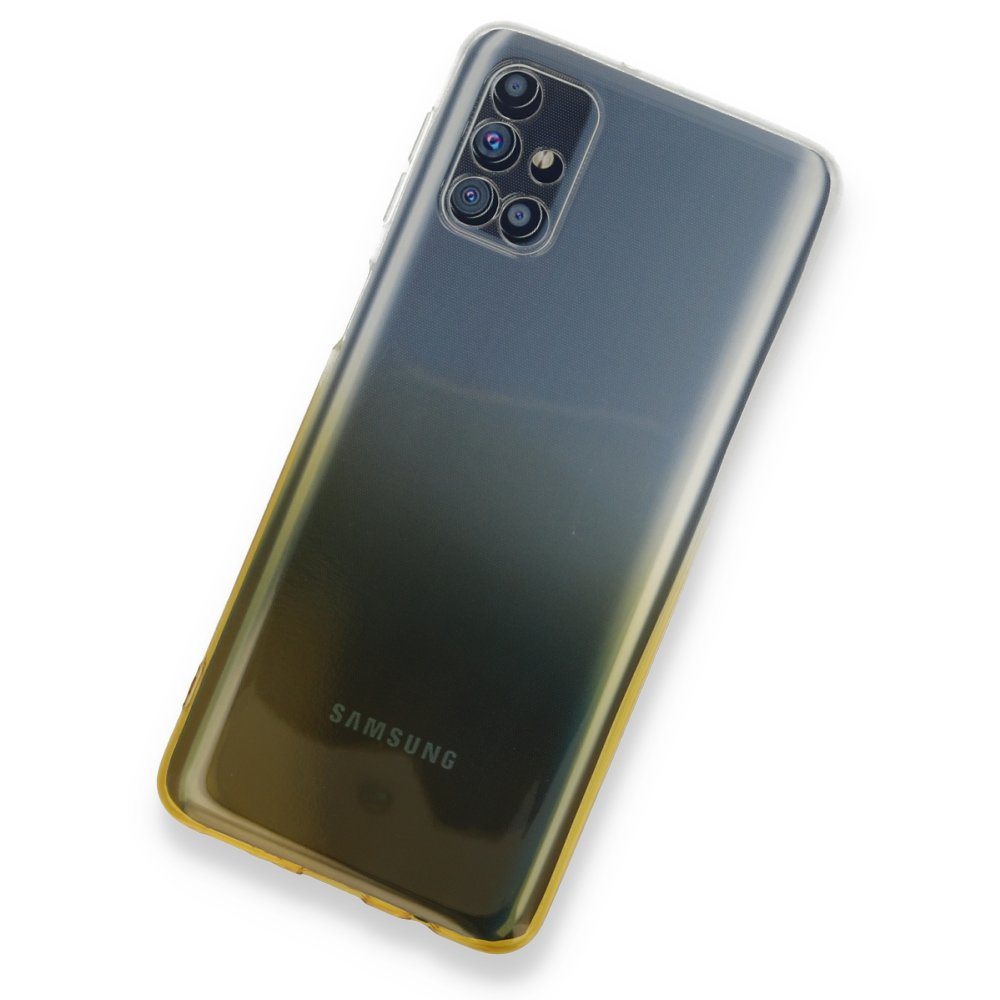 Newface Samsung Galaxy M51 Kılıf Lüx Çift Renkli Silikon - Sarı