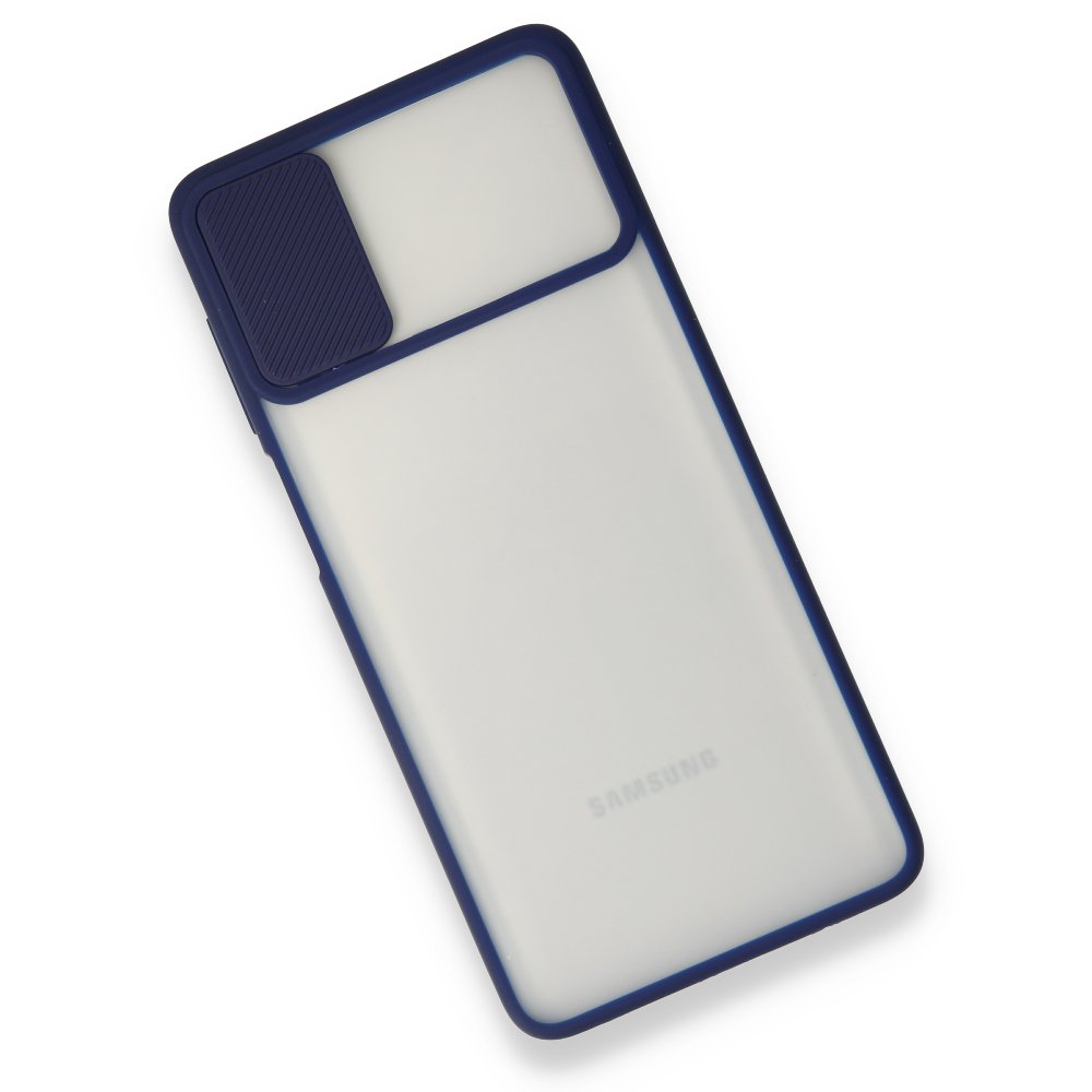 Newface Samsung Galaxy M51 Kılıf Palm Buzlu Kamera Sürgülü Silikon - Lacivert