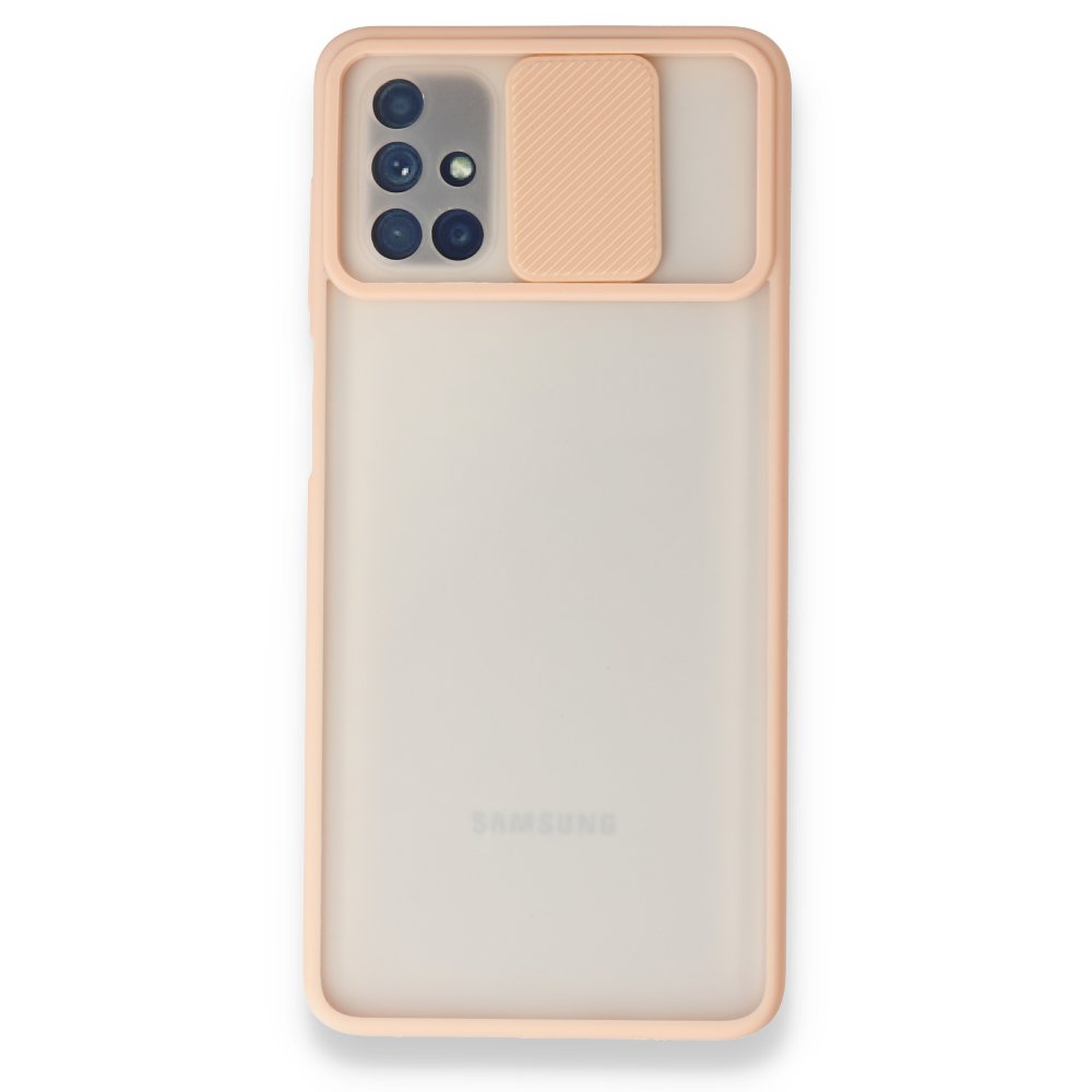 Newface Samsung Galaxy M51 Kılıf Palm Buzlu Kamera Sürgülü Silikon - Pembe