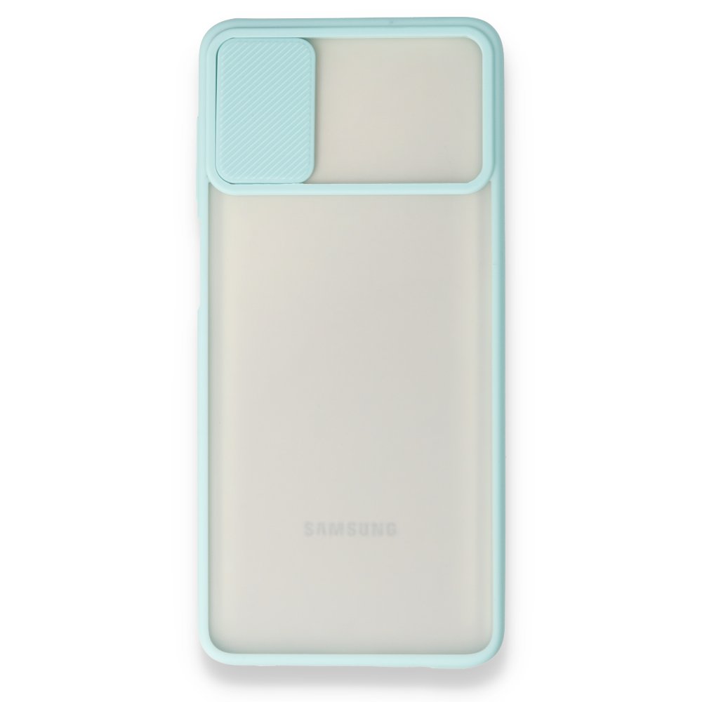 Newface Samsung Galaxy M51 Kılıf Palm Buzlu Kamera Sürgülü Silikon - Turkuaz