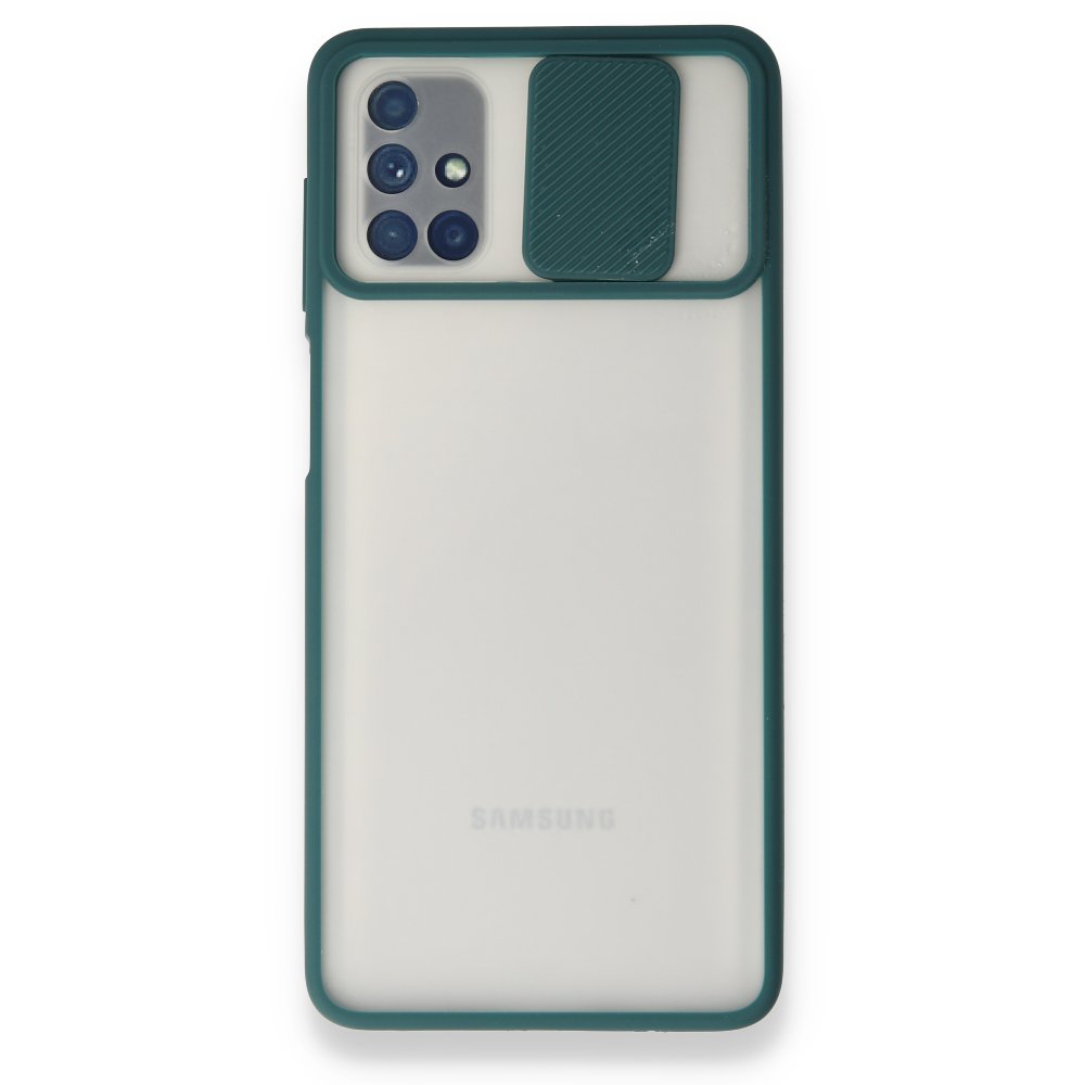 Newface Samsung Galaxy M51 Kılıf Palm Buzlu Kamera Sürgülü Silikon - Yeşil