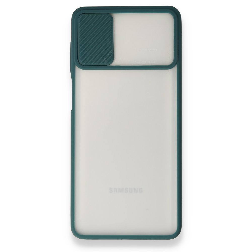 Newface Samsung Galaxy M51 Kılıf Palm Buzlu Kamera Sürgülü Silikon - Yeşil
