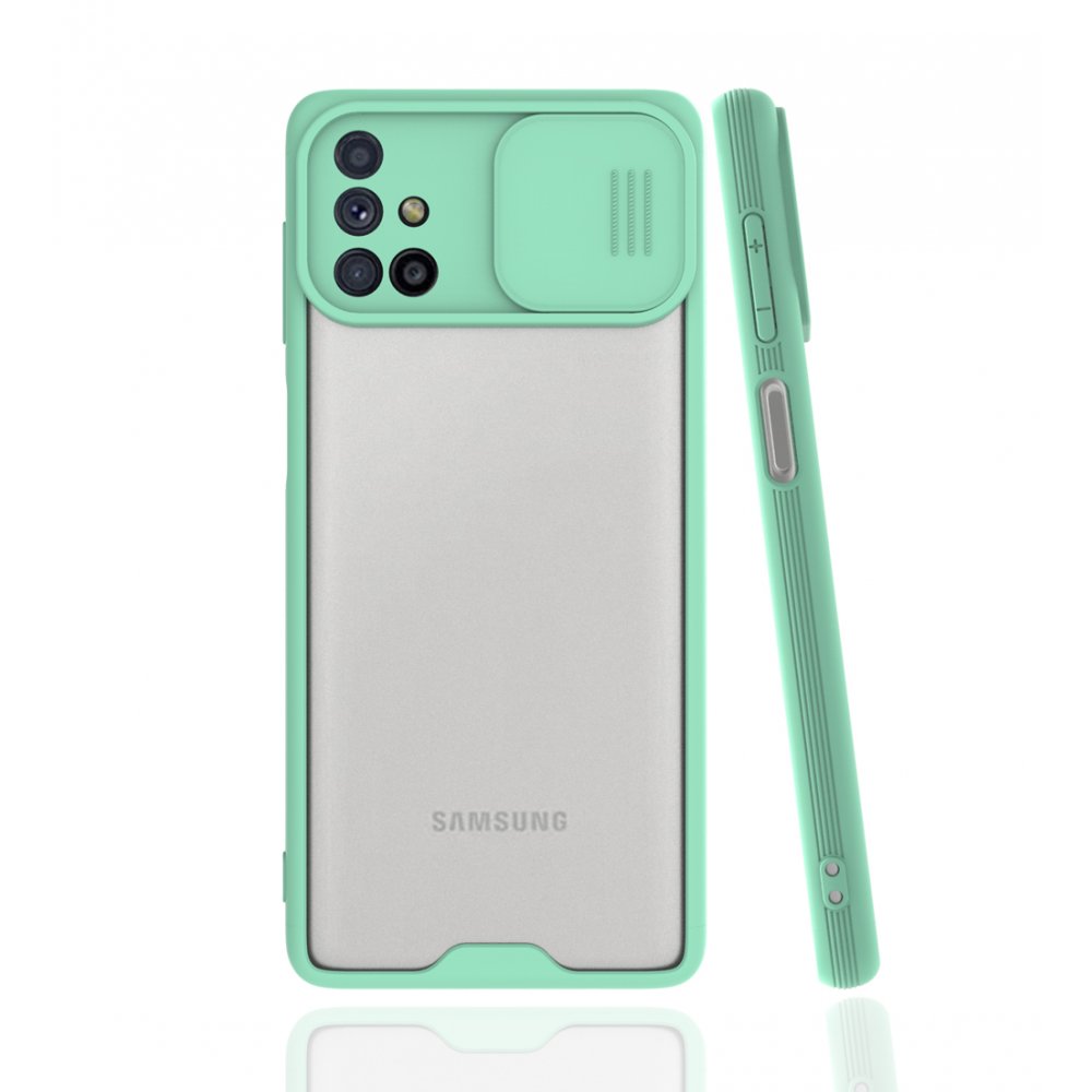 Newface Samsung Galaxy M51 Kılıf Platin Kamera Koruma Silikon - Açık Yeşil